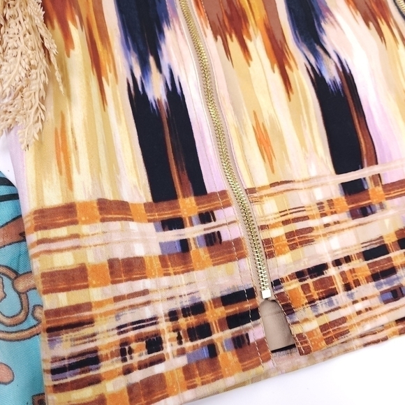 ETCETERA Multicolored Double Gold Front Zipper Skirt Absolutely Gorgeous Sz 4 - Picture 12 of 14